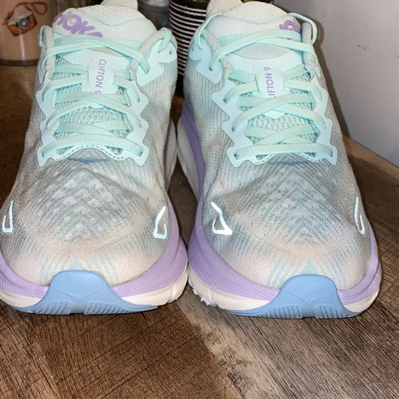 Hoka One One Clifton 9 Athletic Shoes Green Sunlit Ocean/Lilac Mist Size 10.5B - Picture 8 of 16